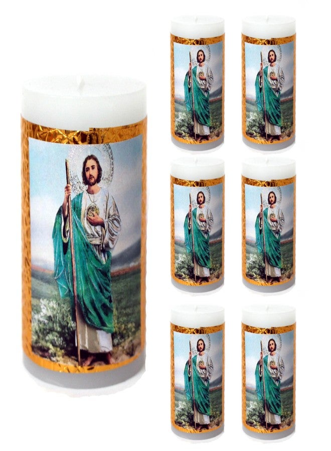 Ooki 6pcs San Jude Saint Judas St. Tadeo Joseph Gold Baptism Candle Cirio Vela for Party Favors Candles Vela repujadas Mi Bautizo Primera Comunion Confirmation DIY Gift - Image 1